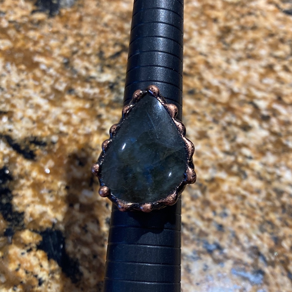 Labradorite Copper Adjustable Ring Statement Os R… - image 2